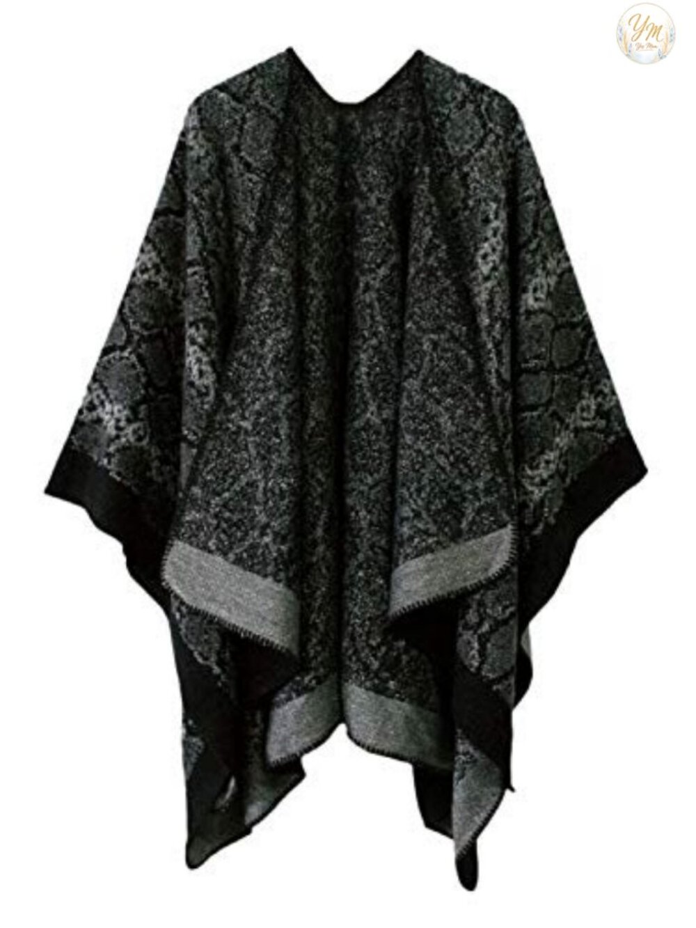 Vintage Floral Poncho Cape Shawl Wrap – Sleeveless Knit Cardigan